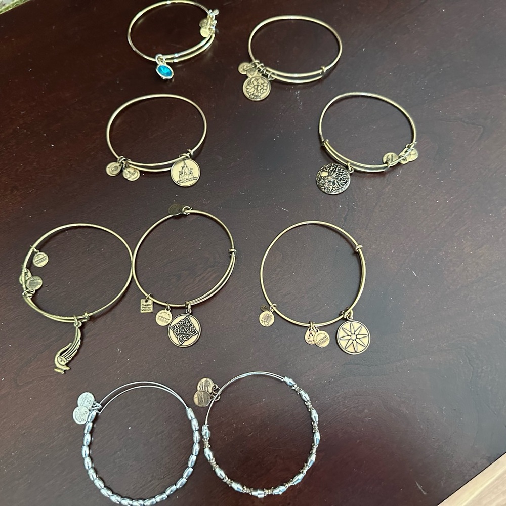 Alex and Ani Gold and Silver Charm Bracelets lot of 9